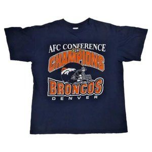 Vintage 90's BRONCOS DENVER AFC Conference Champions 1998 Center Logo Blue Color